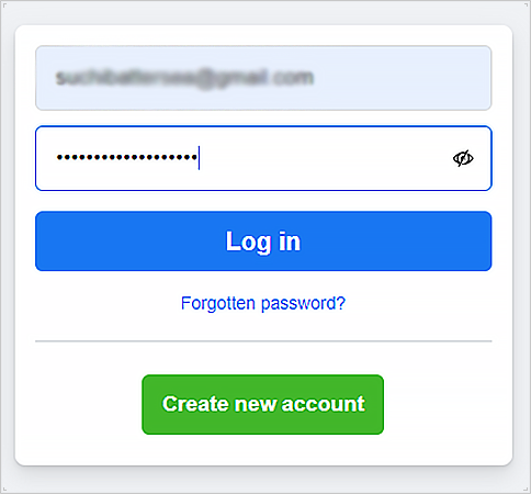 Facebook login page