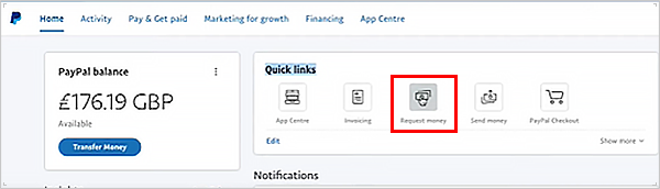 Request money on PayPal