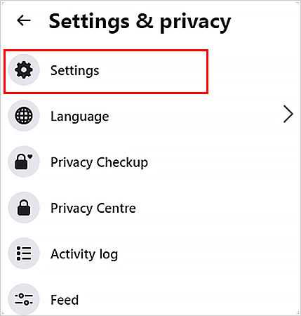 Select Settings option