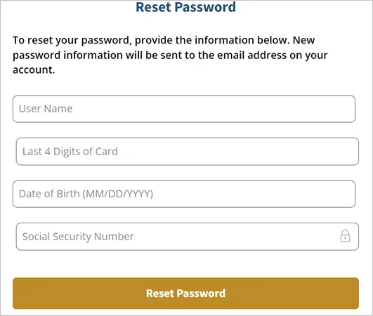 Enter details to reset password