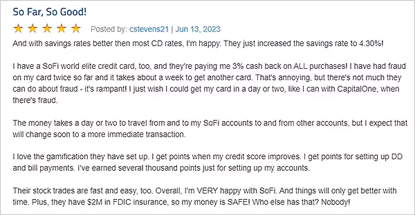 Customer review on DepositAccounts